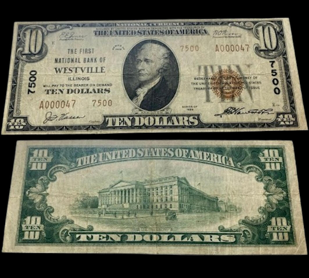 1929 [Type 2] $10 Small Note Serial #: A000047