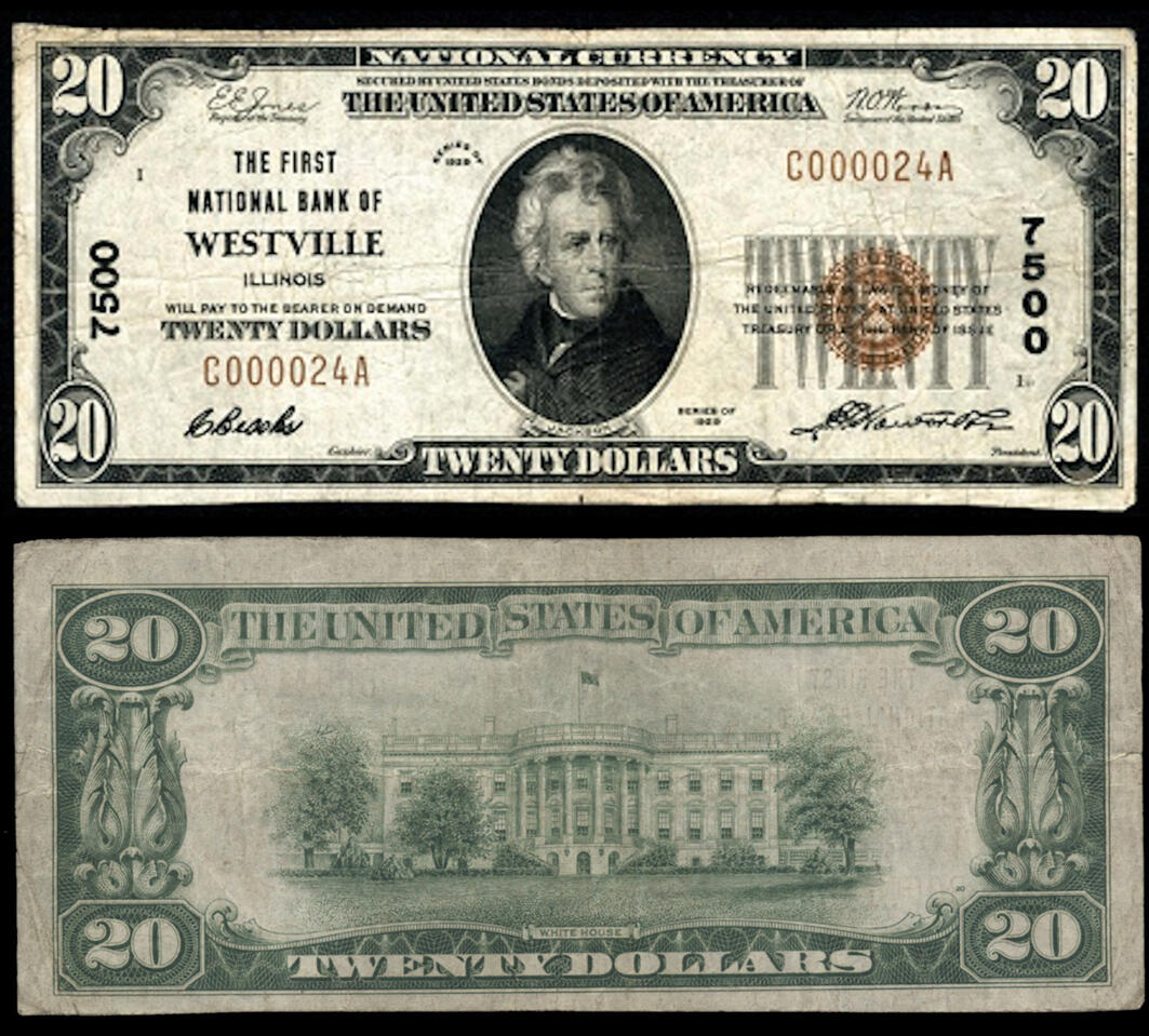 1929 [Type 1] $20 Small Note Serial #: C000024A