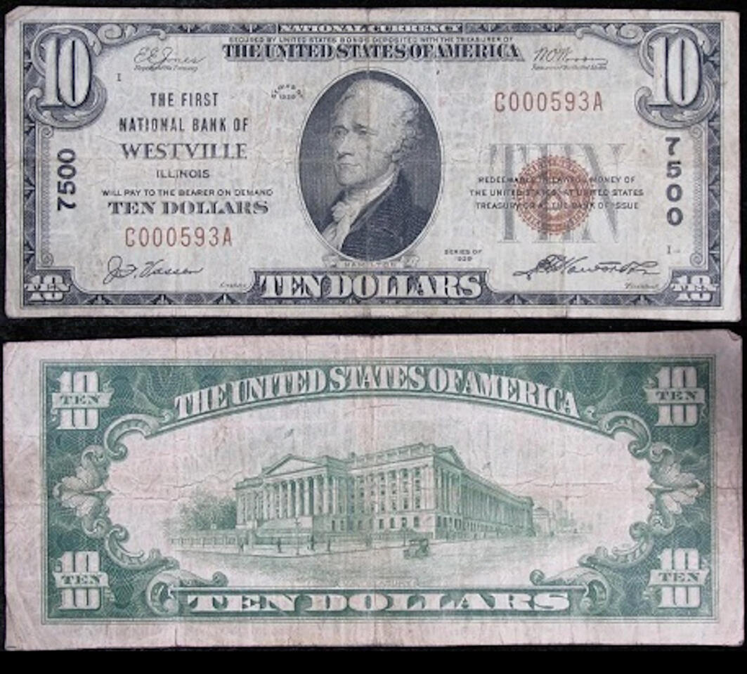 1929 [Type 1] $10 Small Note Serial #: C000593A