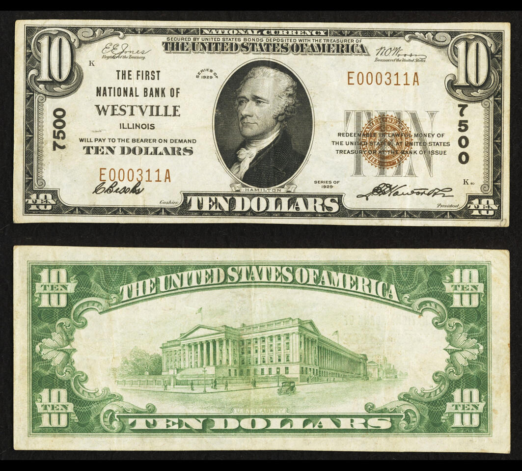 1929 [Type 1] $10 Small Note Serial #: E000311A