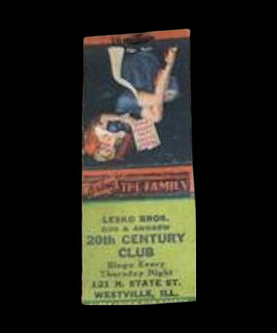 20th Century Club Matchbook