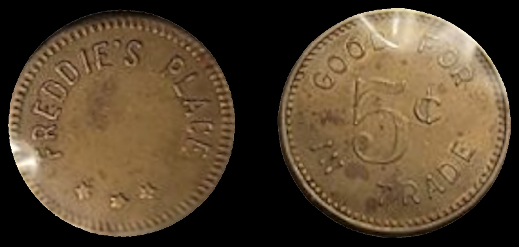 Freddie&#39;s Place - 5¢ Token Brass | Round Vacketta #: Unlisted