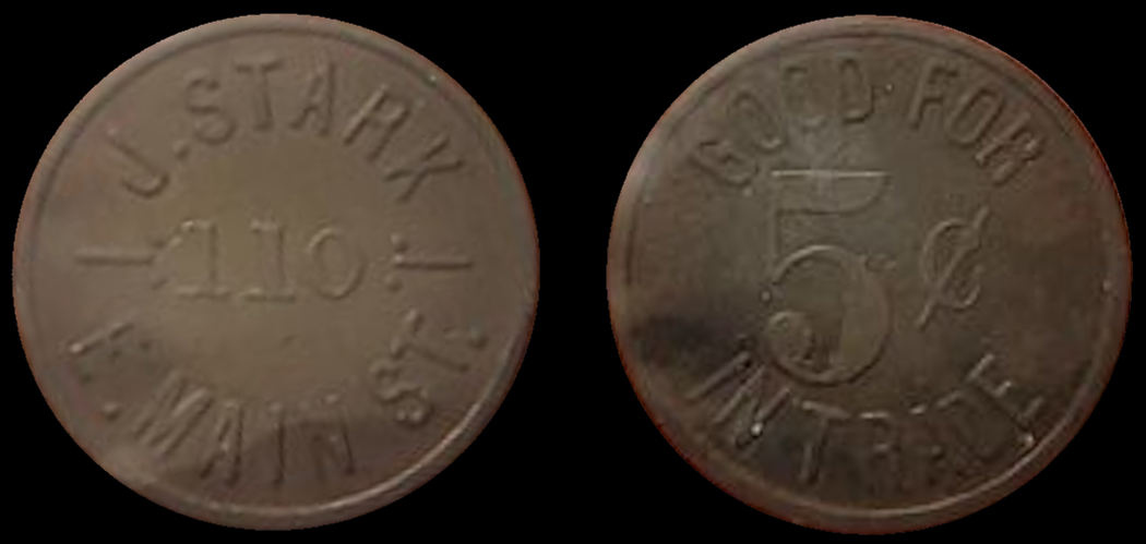 J. Stark - 5¢ Token Brass | Round Vacketta #: Unlisted