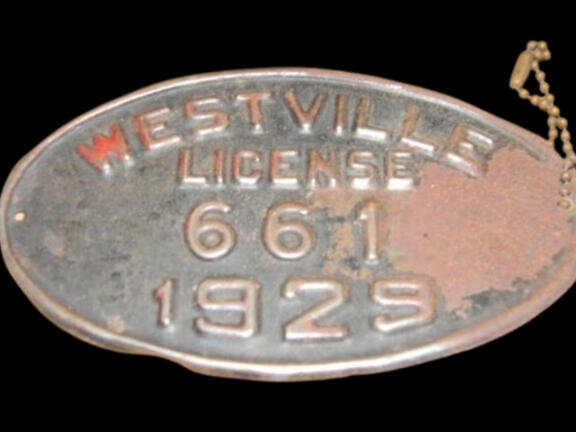 1929 Westville License Tag